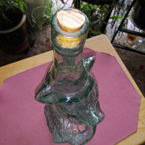 Vintage Figural Green Glass Bottle - Picture 3 of 4